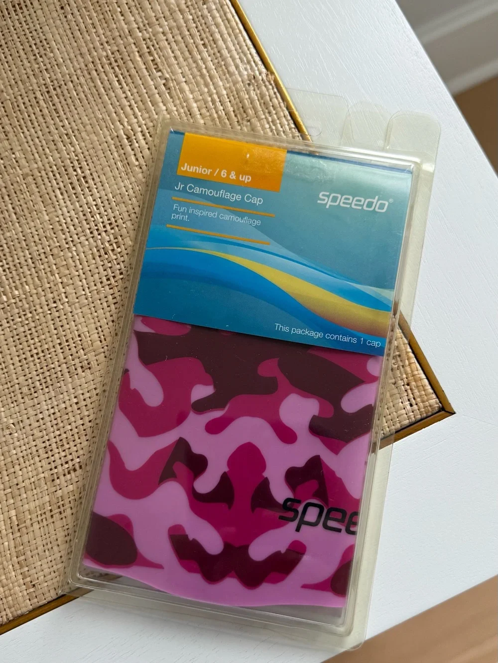 Speedo Pink and Dark Magenta Camouflage Junior Swim Cap